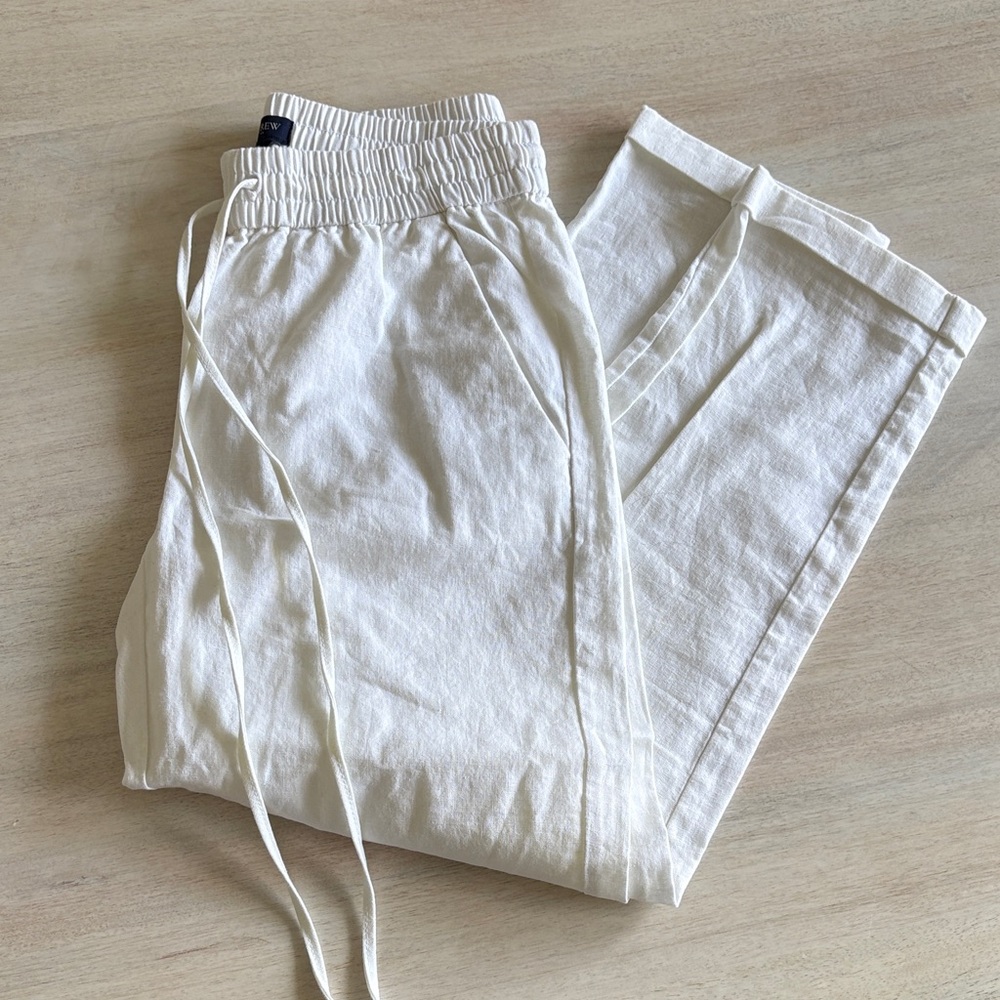 Jcrew linen drawstring pants white